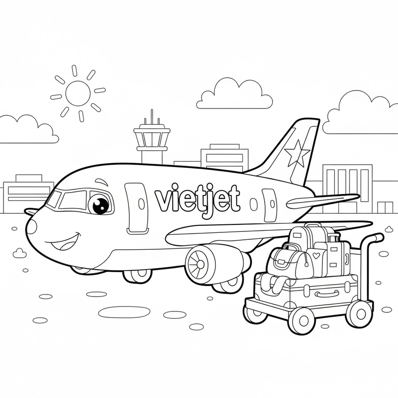 Hình máy bay Vietjet cho bé mầm non