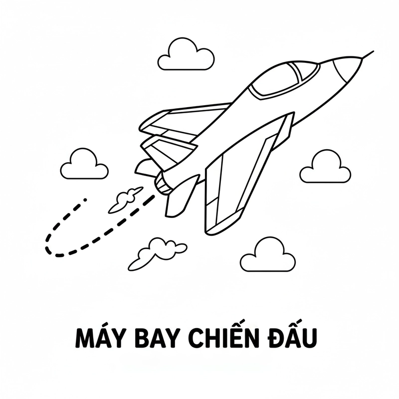 Hình máy bay chiến đấu cho bé tô màu