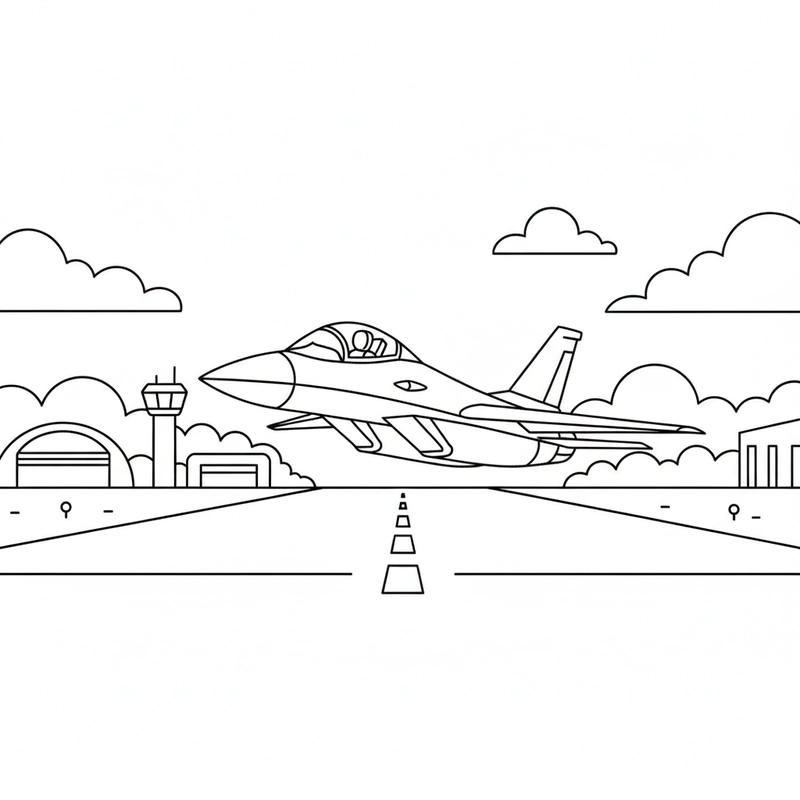 Hình máy bay phản lực tô màu