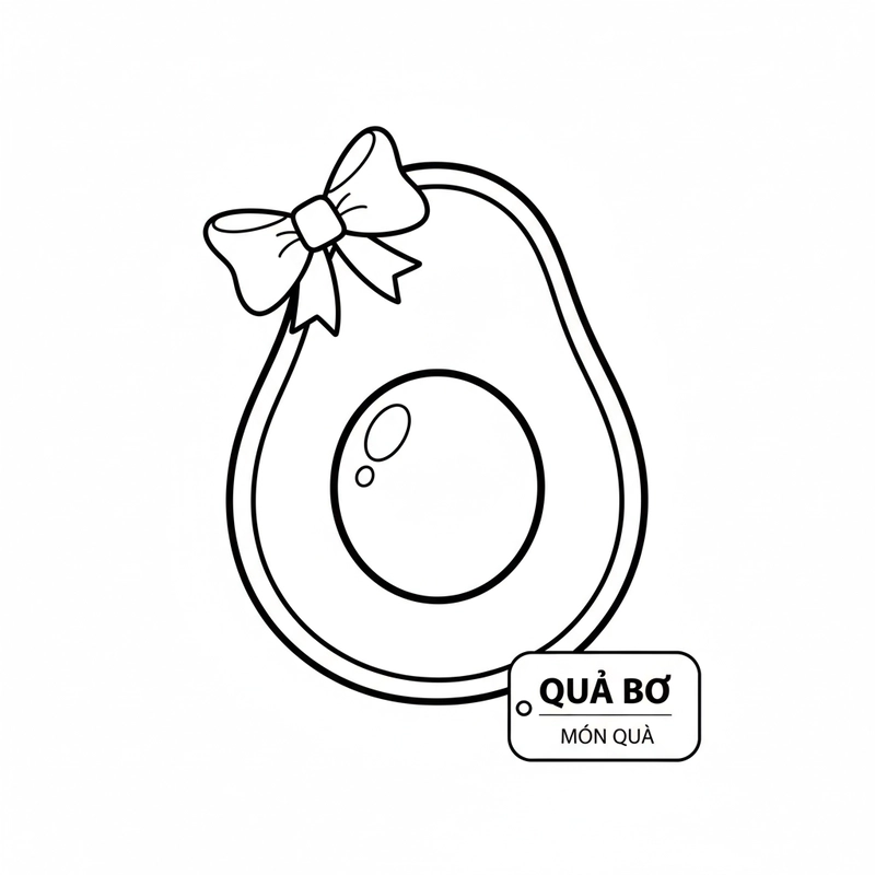 Hình quả bơ tô màu đơn giản