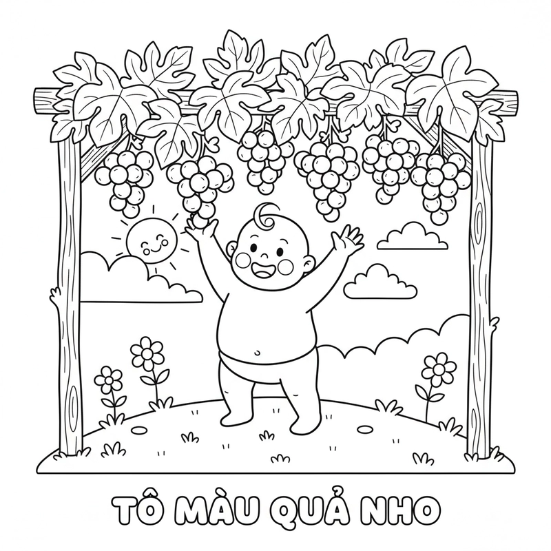 Hình quả nho tô màu ngộ nghĩnh