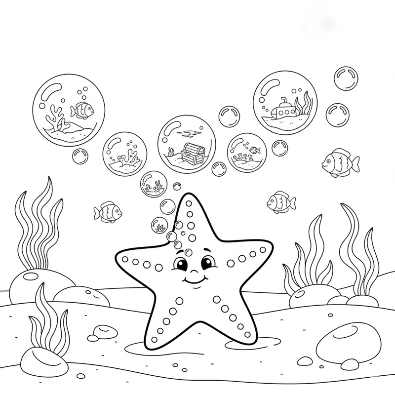 Hình sao biển tô màu dễ in tại nhà