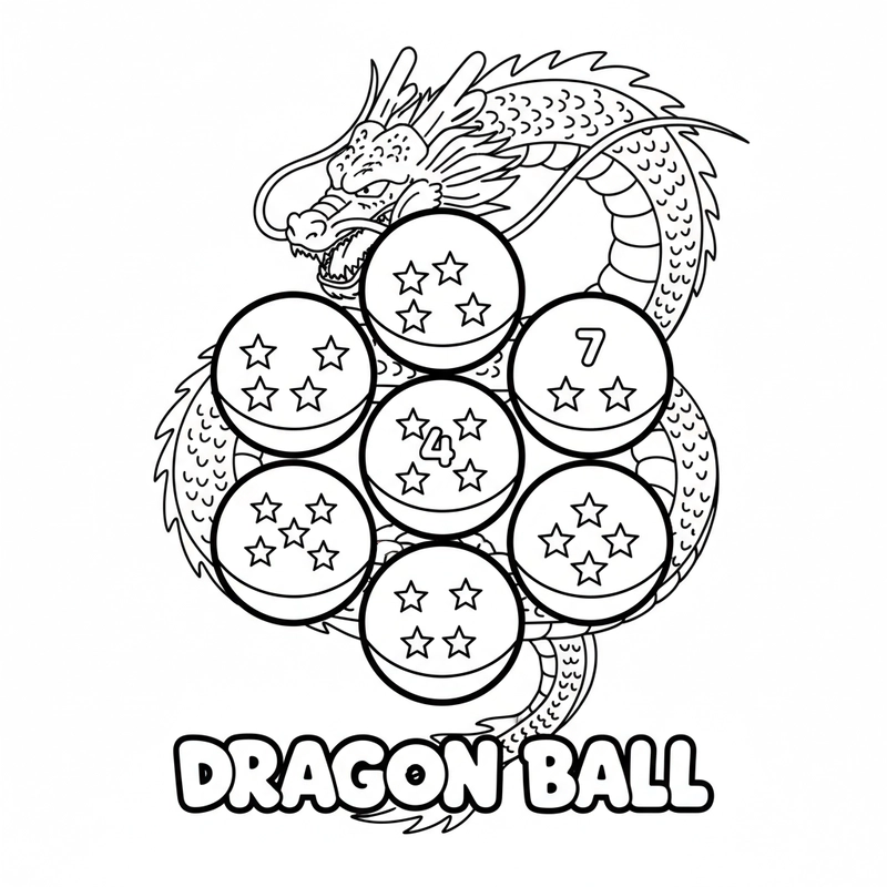 Hình tô màu 7 Viên Ngọc Rồng vui nhộn
