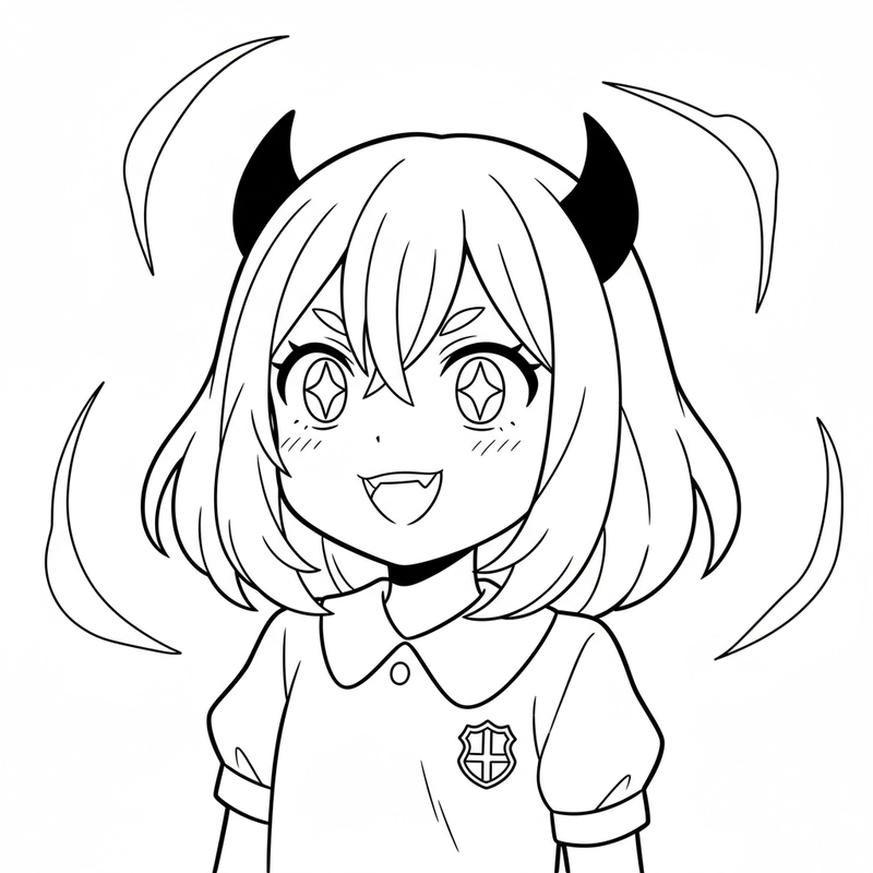 Hình tô màu Anya chibi đáng yêu