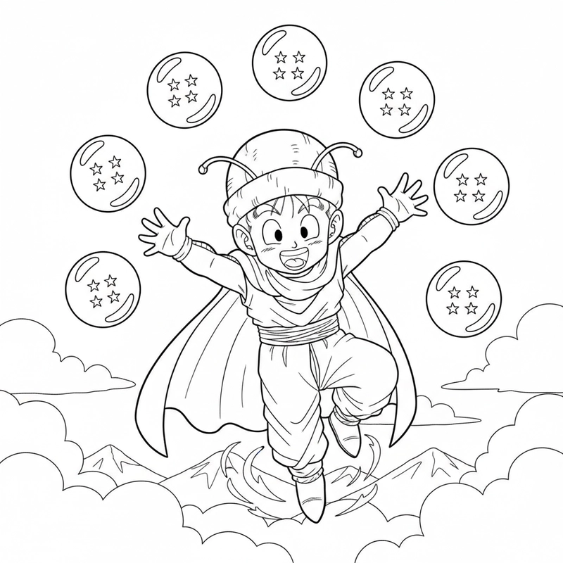 Hình tô màu Bảy Viên Ngọc Rồng dễ thương