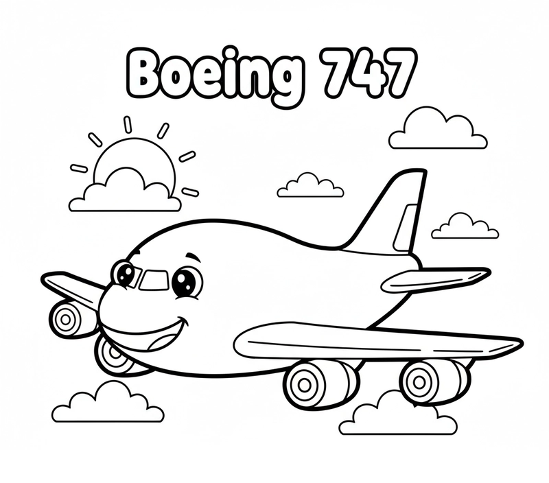 Hình tô màu Boeing 747 mini