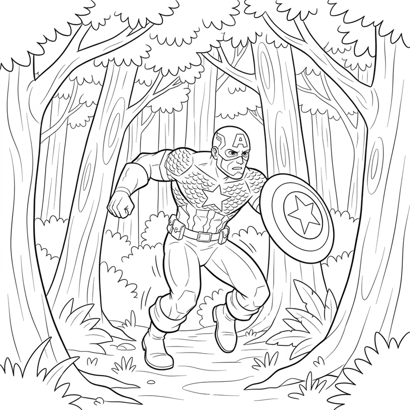 Hình tô màu Captain America cho bé