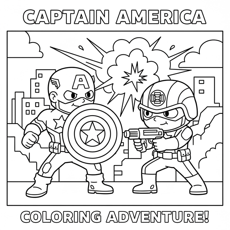 Hình tô màu Captain America sinh động