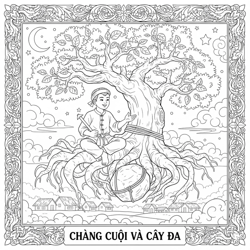 Hình tô màu Chú Cuội kể chuyện