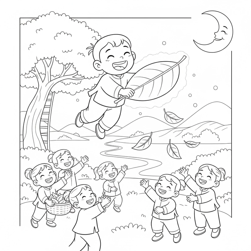 Hình tô màu Chú Cuội sinh động