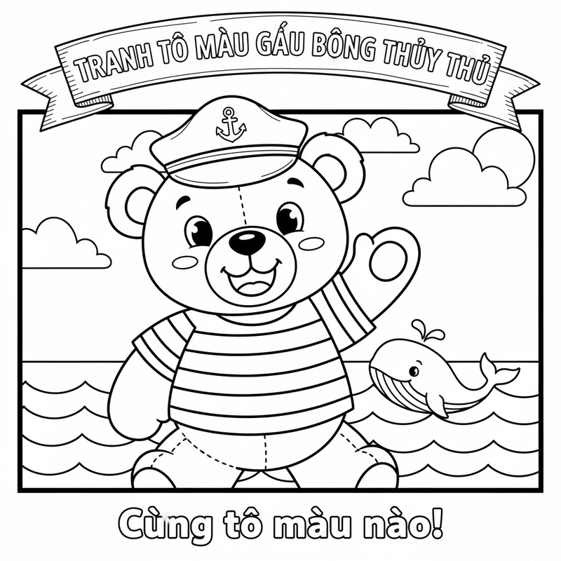 Hình tô màu Con Gấu Bông dễ thương, sáng tạo