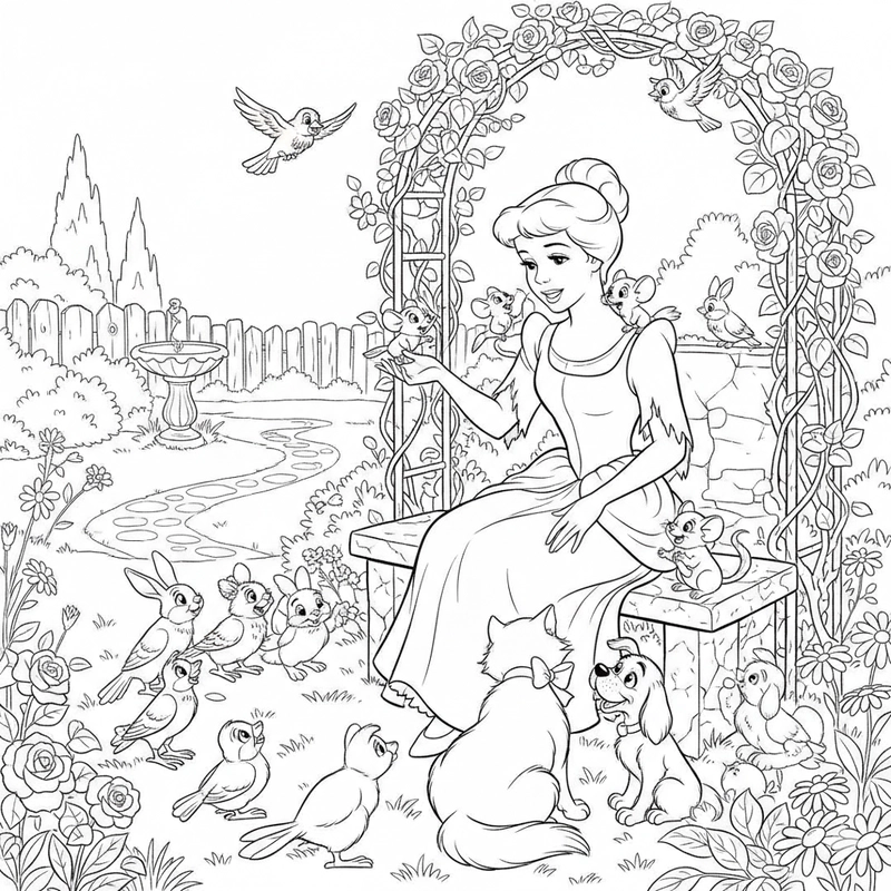 Hình tô màu Công chúa Lọ Lem đẹp