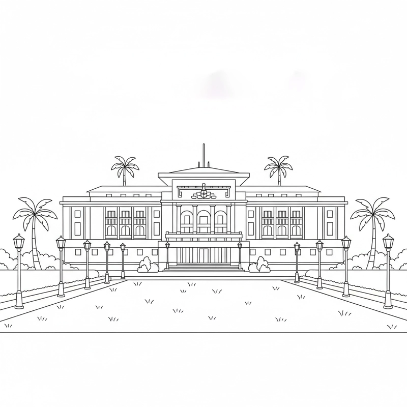 Hình tô màu Dinh Độc Lập sinh động