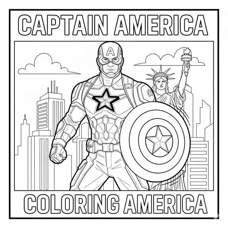 Hình tô màu Đội Trưởng Mỹ đẹp