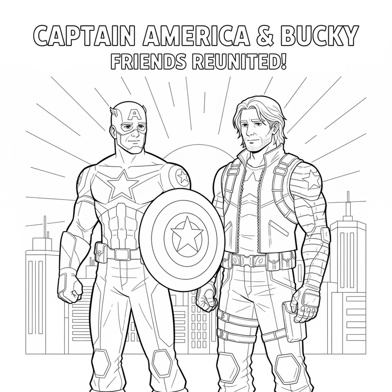 Hình tô màu Đội Trưởng Mỹ đơn giản