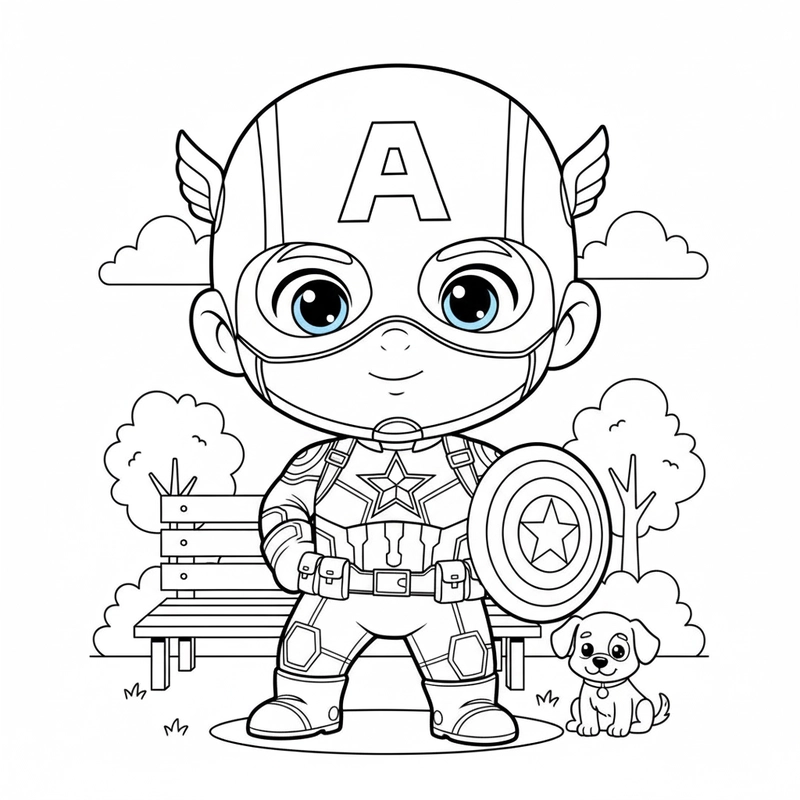 Hình tô màu Đội Trưởng Mỹ rõ nét