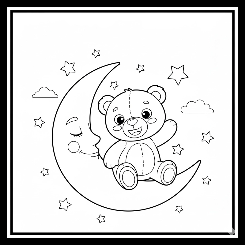 Hình tô màu Gấu Bông cute đáng yêu cho bé yêu