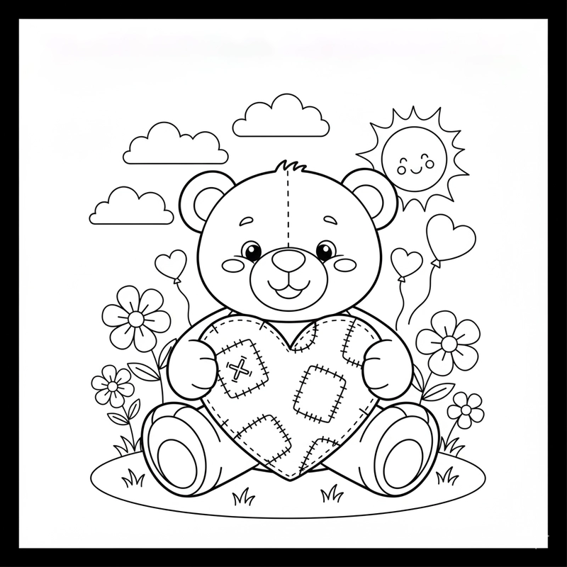 Hình tô màu Gấu Bông cute giúp bé học tô