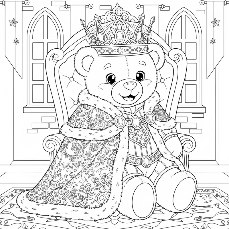 Hình tô màu Gấu Bông đáng yêu và sinh động