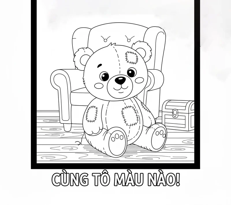 Hình tô màu Gấu Bông dễ in cho trẻ nhỏ