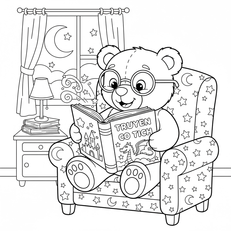 Hình tô màu Gấu Bông đơn giản và dễ tô