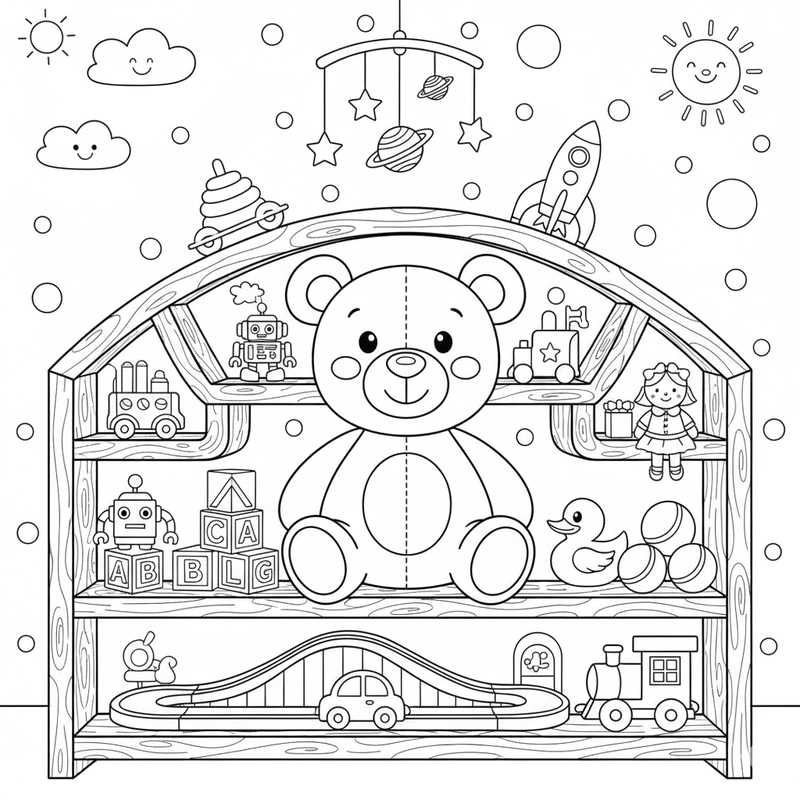 Hình tô màu Gấu Bông ngộ nghĩnh cho bé tập tô