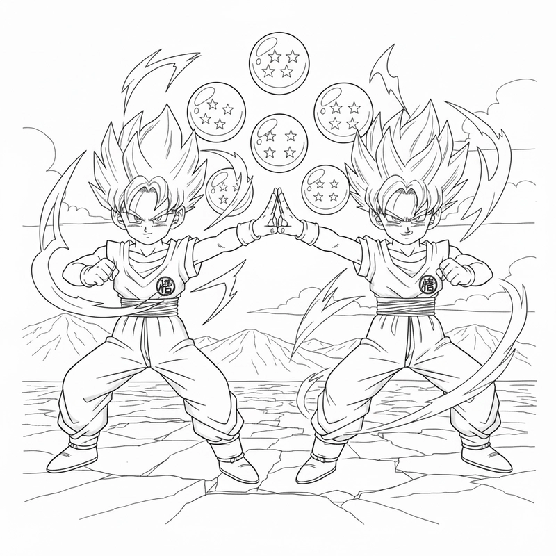 Hình tô màu Goku và Vegeta