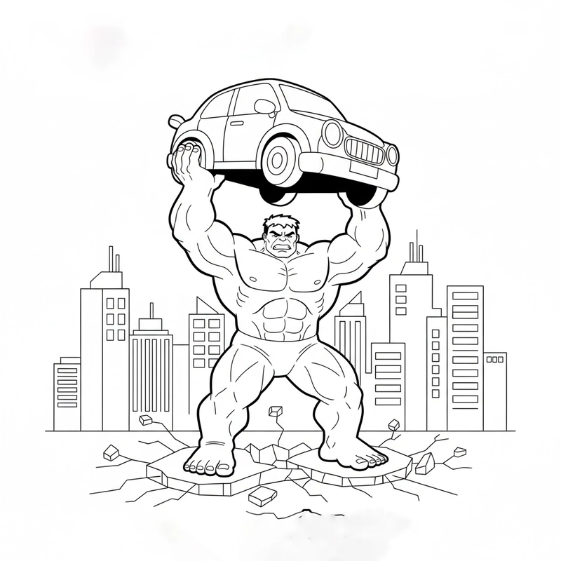 Hình tô màu Hulk đang chiến đấu