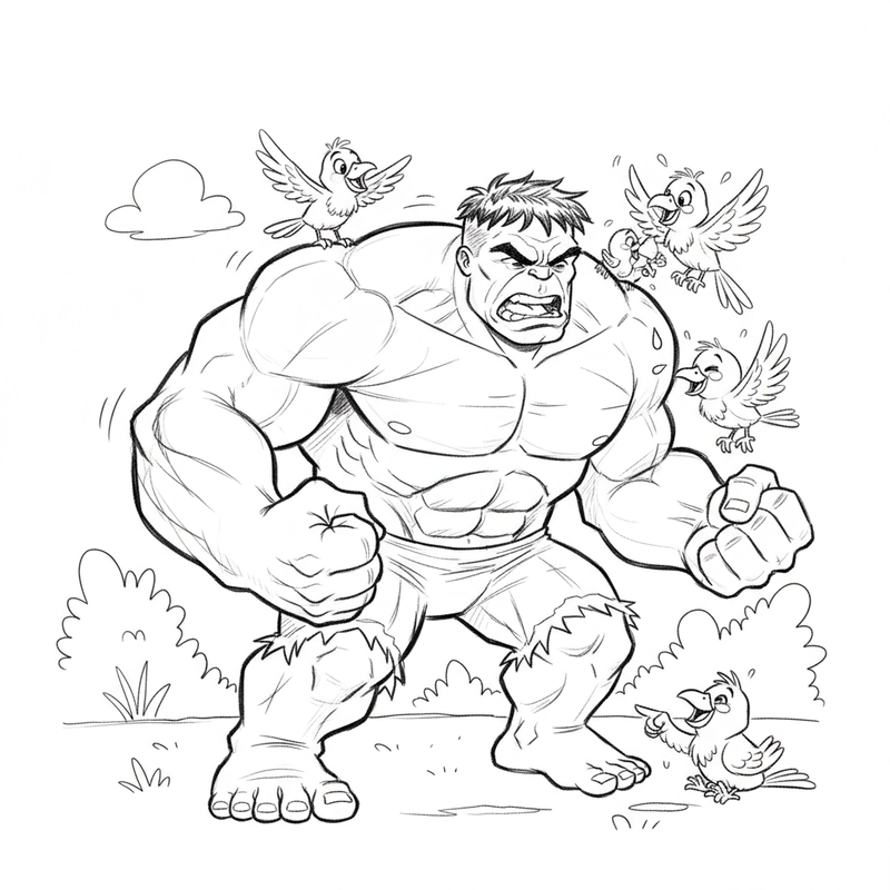 Hình tô màu Hulk vui nhộn