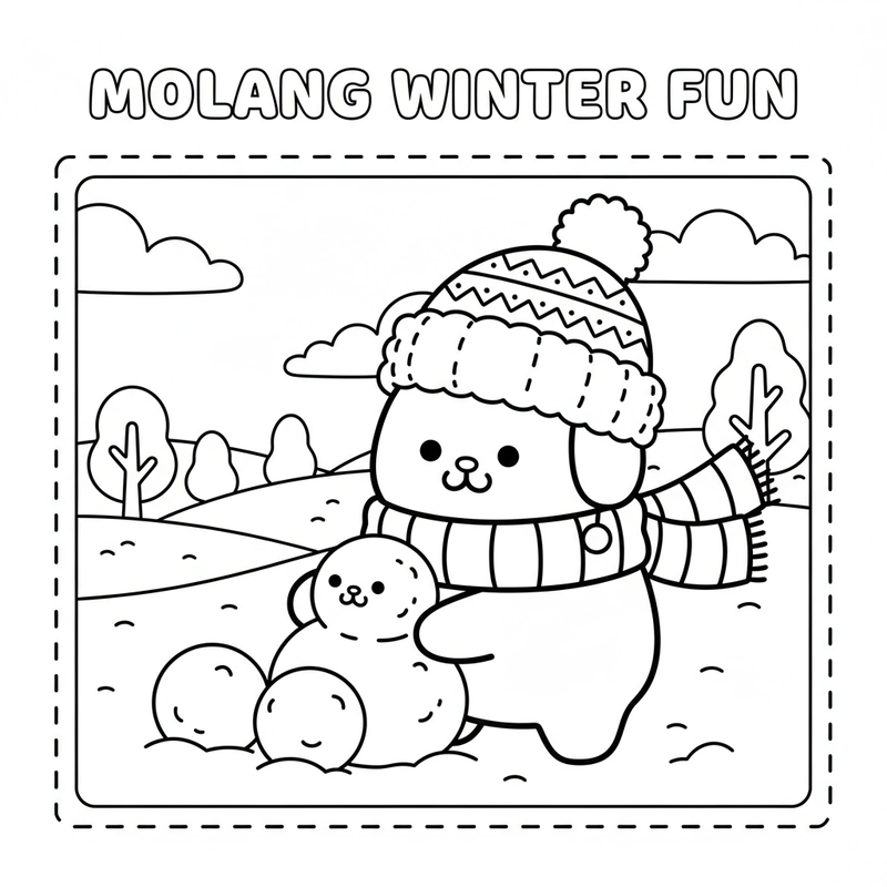 Hình tô màu Molang đơn giản cho bé tập vẽ