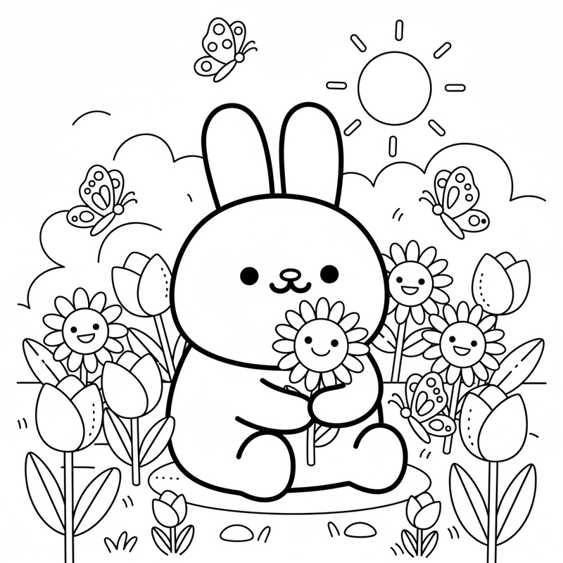 Hình tô màu Molang đơn giản mà đẹp