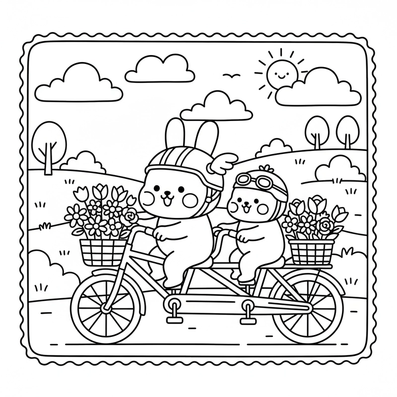 Hình tô màu Molang và Piu Piu cho bé mầm non