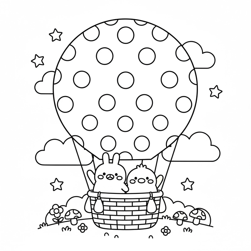 Hình tô màu Molang và bạn Piu Piu dễ thương