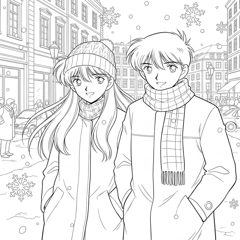 Hình tô màu Shinichi và Ran tình bạn