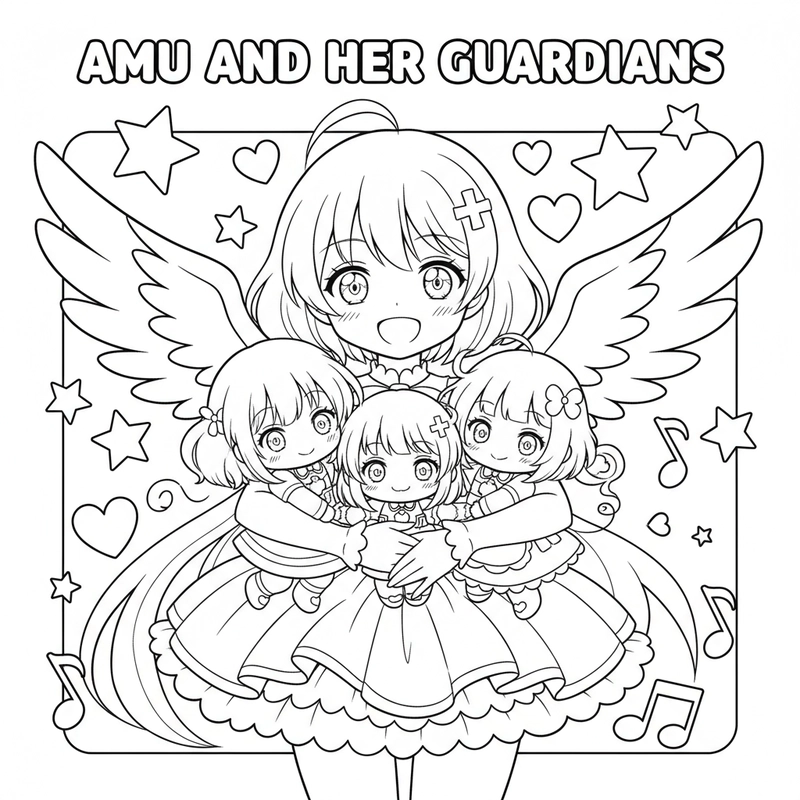 Hình tô màu Thiên Thần Hộ Vệ Dia dễ thương