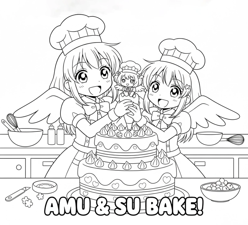 Hình tô màu Thiên Thần Hộ Vệ Miki và Dia