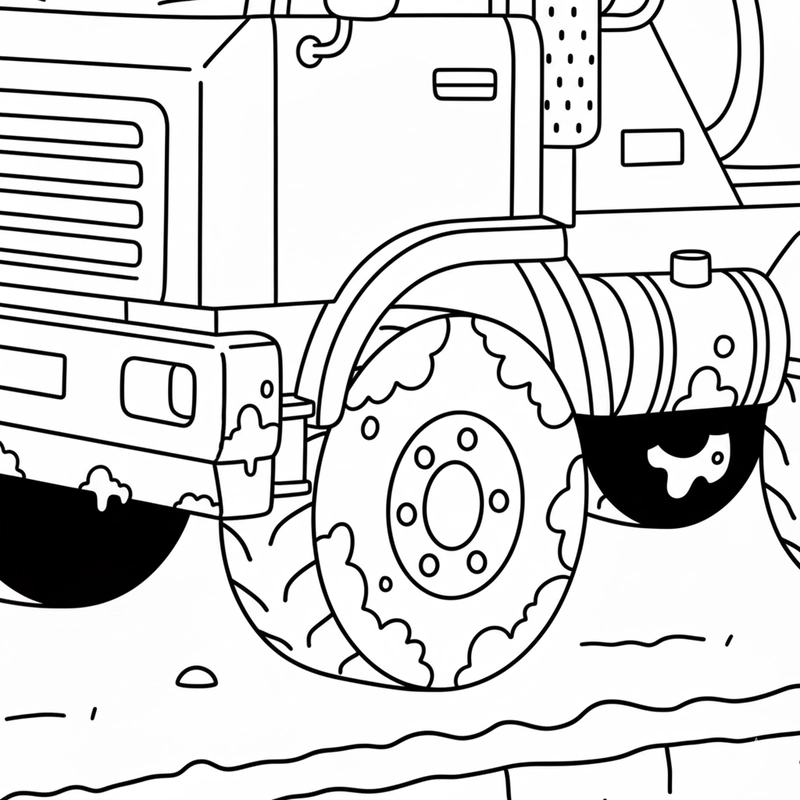 Hình tô màu Xe Trộn Bê Tông đẹp mắt