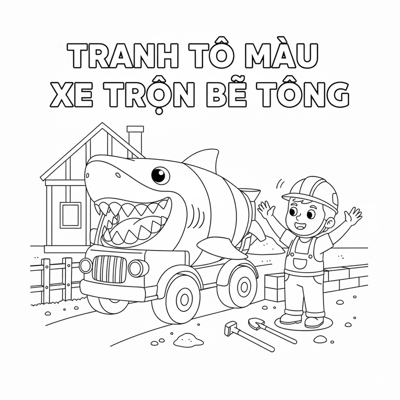 Hình tô màu Xe Trộn Bê Tông sáng tạo