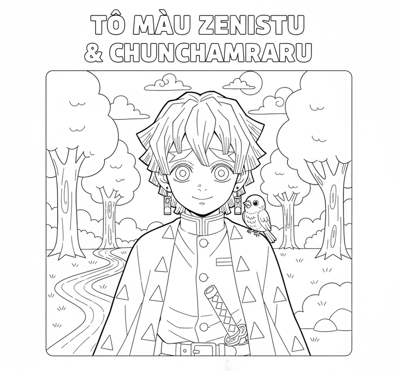 Hình tô màu Zenitsu hấp dẫn