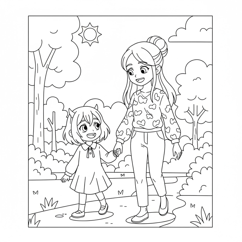 Hình tô màu anime Anya tinh nghịch