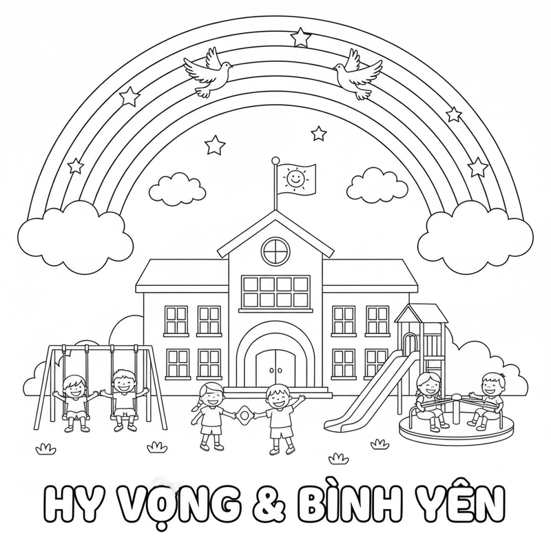 Hình tô màu bạn bè giúp đỡ nhau