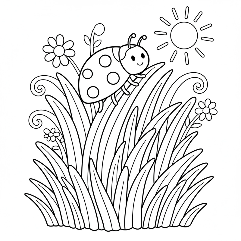 Hình tô màu bụi cỏ dễ thương