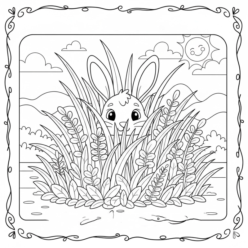 Hình tô màu bụi cỏ xanh