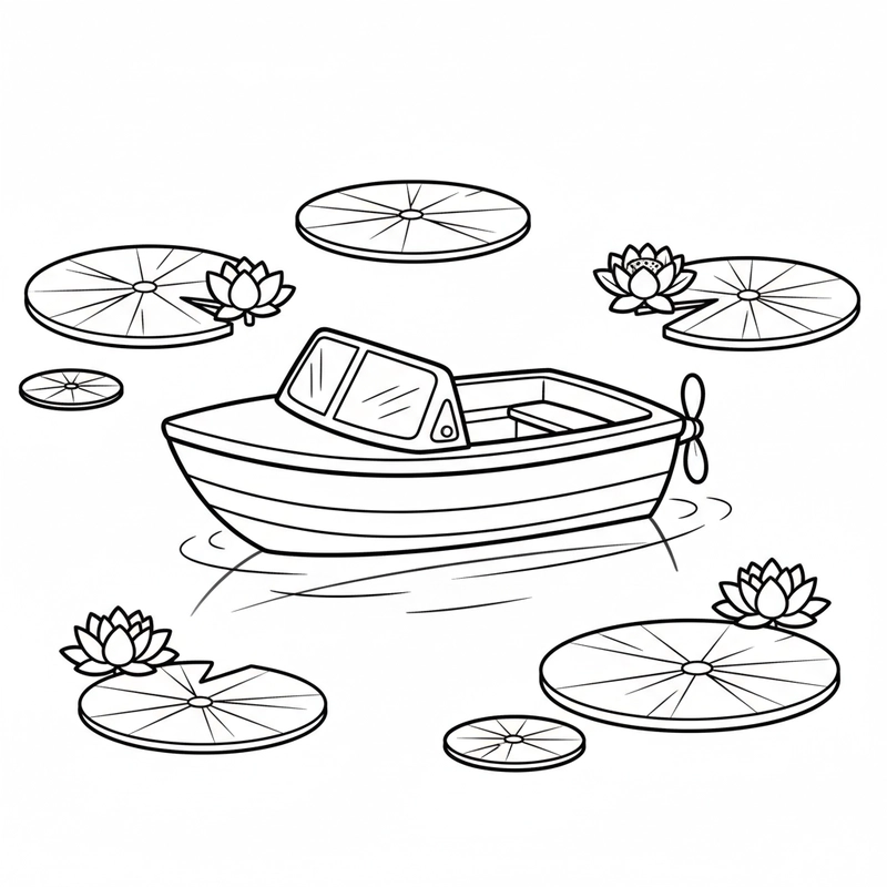 Hình tô màu ca nô cho bé học vẽ