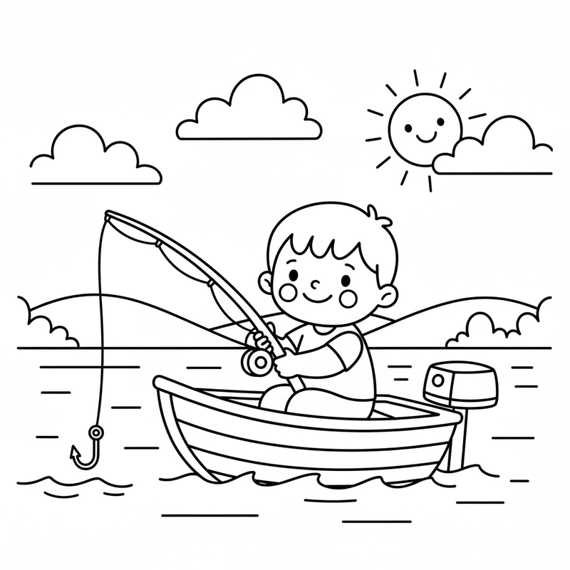 Hình tô màu ca nô ngộ nghĩnh