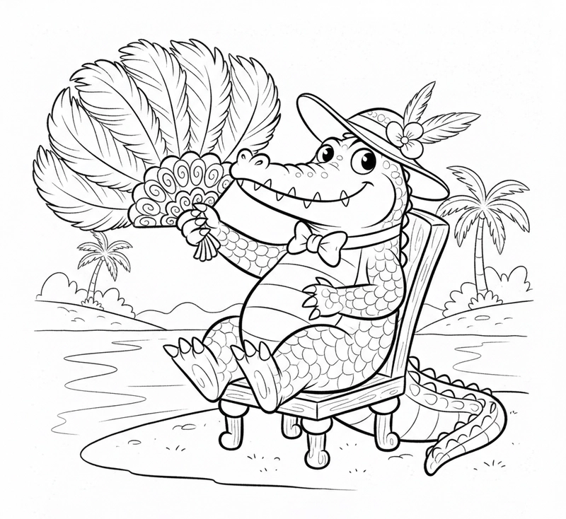 Hình tô màu cá sấu cho bé tập tô