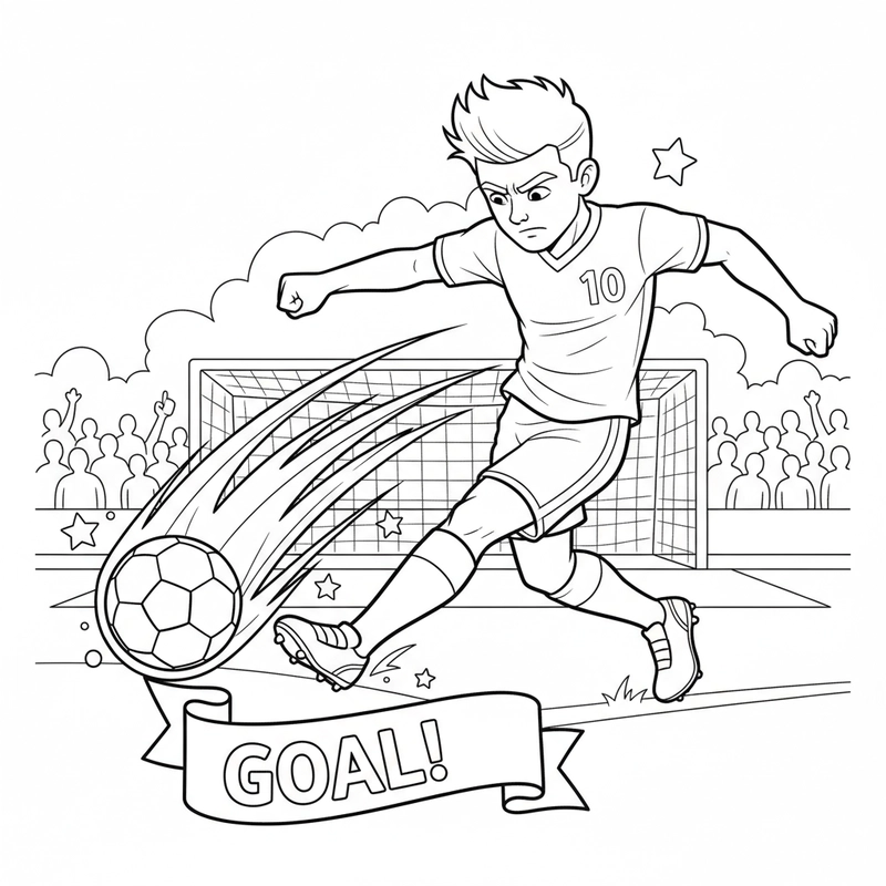 Hình tô màu cầu thủ bóng đá đang chuyền bóng