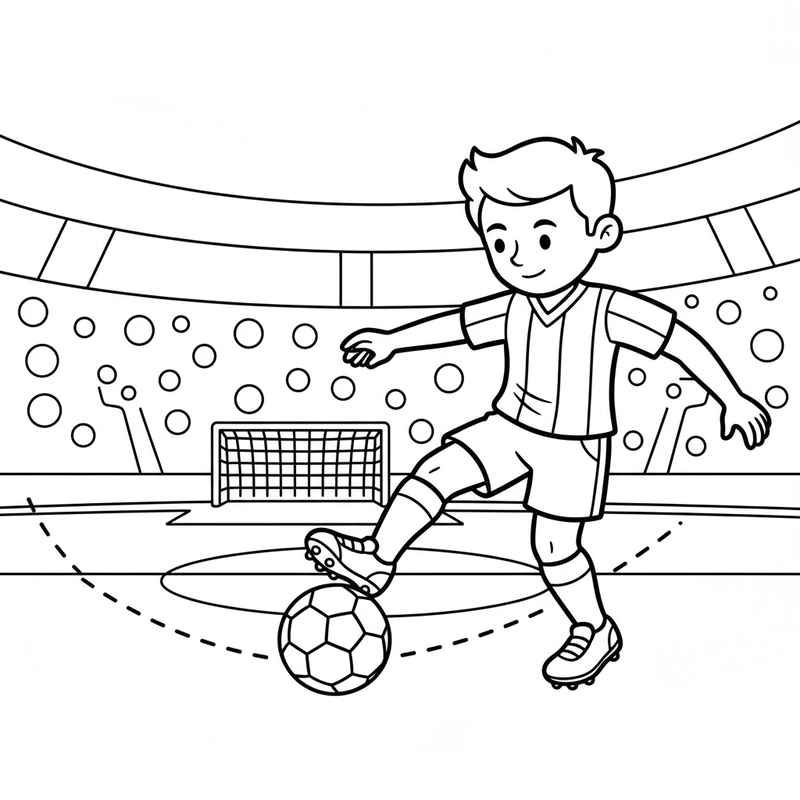 Hình tô màu cầu thủ bóng đá đang sút phạt