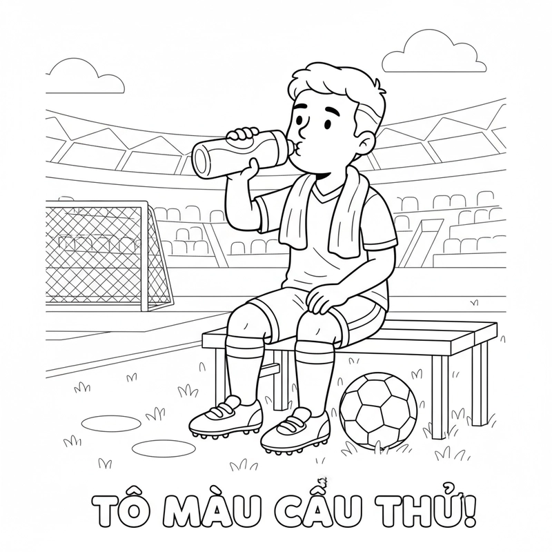 Hình tô màu cầu thủ bóng đá đáng yêu phù hợp cho bé trai