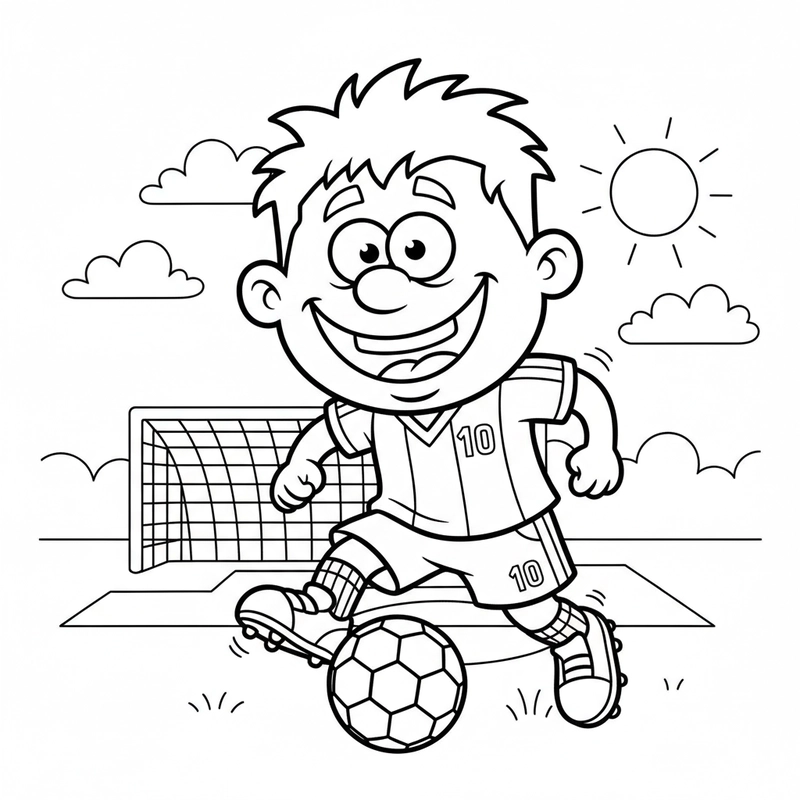 Hình tô màu cầu thủ bóng đá đơn giản cho bé tập tô